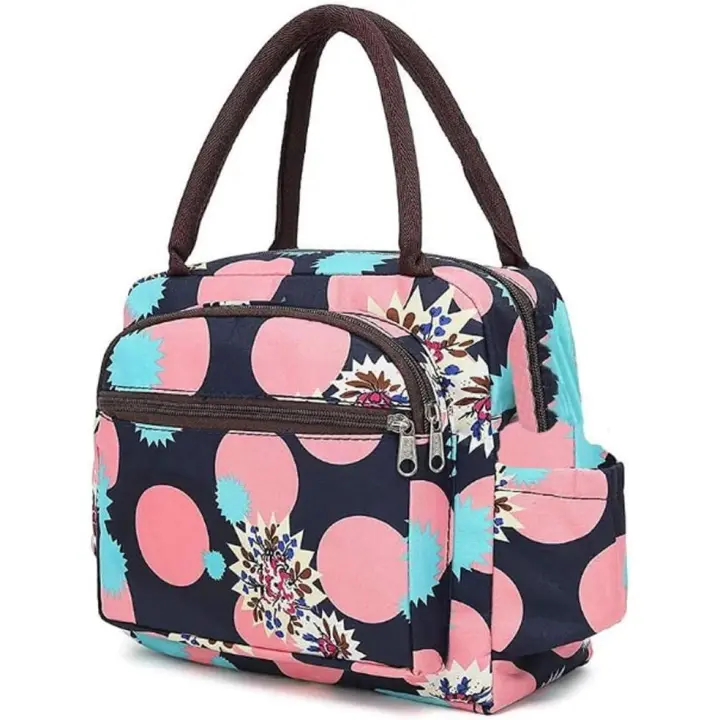 Bolsa de almuerzo de gran capacidad, bolsa de preparación de comidas Picaru, bolsa de almuerzo duradera e impermeable con soporte para botellas, pajitas de acero inoxidable para mujeres, adultas y niñas (círculo) - 1
