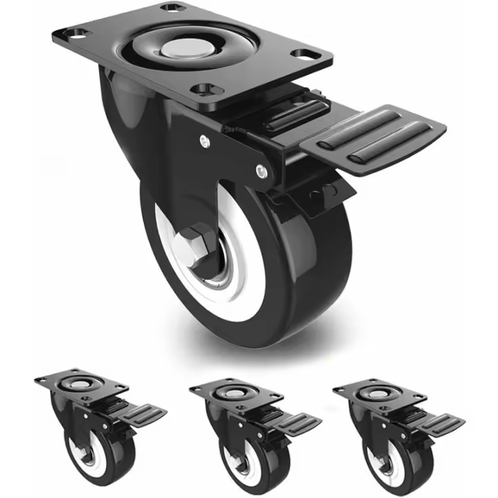 4 ruedas de 50 mm con freno, 4 ruedas giratorias para muebles/transporte, ruedas para muebles, ruedas para cargas pesadas, - 1