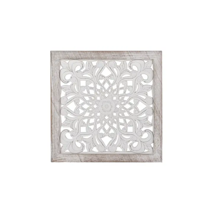 Adda Home Cuadro Madera Calada Blanco 39x3x39 Cm - Decoración de Pared - 1