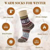 pairs of wool socks - Vintage Winter warm wool socks for women, Sof - details 2