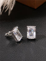 Pendientes De Estilo Cuadrado Huitan Para Mujer Con CZ Plata Versátiles Y Simples Accesorios De Joyería Moda Contratada - details 6