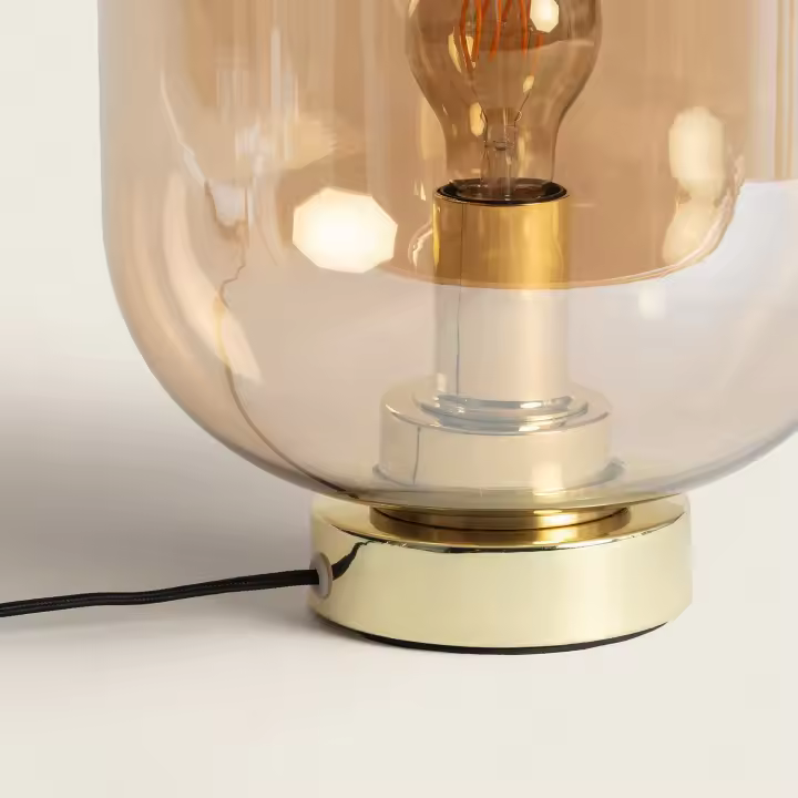 Ledkia Lámpara de Mesa Metal y Cristal Nélida Ámbar - 1