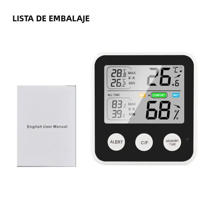 Termómetro Y Higrómetro Digital De Precisión Alta Con Pantalla LCD Temperatura Y Humedad Switchable °C/°F Magnético Para El Hogar - 1