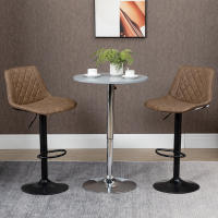 HOMCOM Juego de 2 Taburetes Altos de Cocina Tapizado en PU Taburetes de Bar con Altura Ajustable Asiento Giratorio y Reposapiés Carga 120 kg 46,5x51x86-106 cm Marrón - details 1