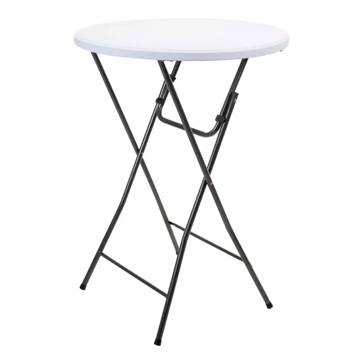 MESA REDONDA DE JARDÃN. PLEGABLE, DE POLIETILENO. COLOR: BLANCO Ã˜80x110cm PROGARDEN - 1