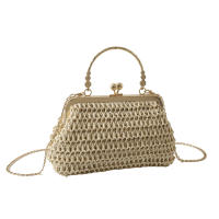 Bolso De Noche Elegante Para Mujer Con Cadena Dorada Bolso De Mano Tejido Manual Para Fiesta Banquete Clutch De Hombro Cruzado - details 30