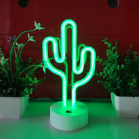 Lámpara De Mesa LED En Forma De Cactus Con Luz Neón Para Fiesta Cumpleaños Decoración De Hogar Y Camping Potenciada Por Batería Y USB - details 7