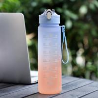 Botella De Deporte De Agua Con Pajita Y Tapa Pop-Up Gradiente De Colores 900ML Plástico Portátil Para Exteriores Y Aire Libre - details 14