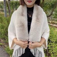 Chal De Punto Para Mujer Cuello De Piel De Peluche Grueso Abrigo De Evening Vestido De Boda Manto Cardigan Capa Estilo Casual - details 1