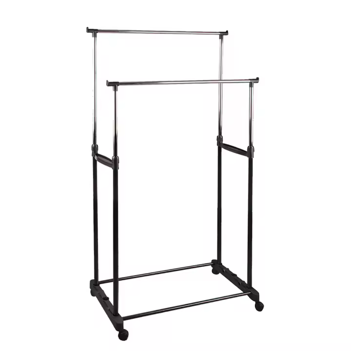 GREATOOL Perchero Burro Ajustable de Metal con Ruedas,145x42x70cm, Burro Extensible para Ropa,Organizador para Dormitorio, Entrada, Pasillo - 1