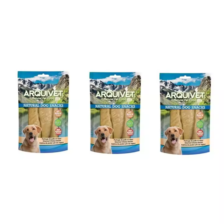Snacks para Perros Pechuga de pollo al vapor 100 g  (pack de 3 unidades) Arquivet - 1