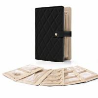 Organizador de joyas de viaje, Organizador de joyas de cuero, Carpeta de anillas con bolsillo de terciopelo transparente con Cremallera para pendientes, anillos, pulseras, Collares, Regalos para Mujeres, beige - details 0
