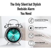 Reloj despertador Silencioso A5 para Mesita de Noche, 4 ", estilo Retro Vintage con dos Campanas, para personas que son profundas, para niños y para dormitorios. Cuarzo analógico, funciona con Pilas - details 1