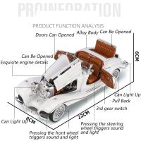 Modelo De Coche De Aleación De Zinc Vintage 1/24 Con Sonido Y Luz Juguete De Simulación Para Niños Colección De Regalo De Cumpleaños Tamaño Ajustable - details 1