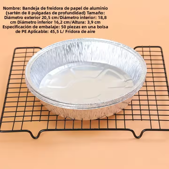 Caja de aluminio para horno 50 unids anti aceite con almohadilla de papel para freidora de aire asador barbacoa herramienta de cocina no adhiere - 1