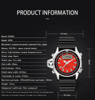 Reloj Deportivo Para Hombre SANDA Cuarzo Digital Resistente Al Agua Con Alarma Y Pantalla Dual Reloj Masculino De Moda Casual Material De Correa Resina Display LED Y Digital - details 4
