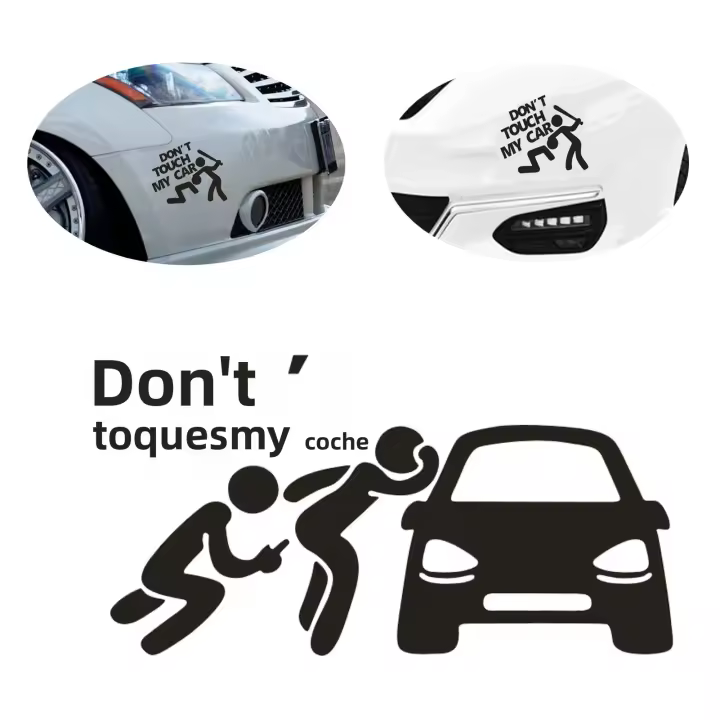 Pegatina Creativa No Toques Mi Coche Para Exterior Auto Accesorios De Ventanas Diseño De Dibujos Animados PVC 3D Fibra De Carbono - 1