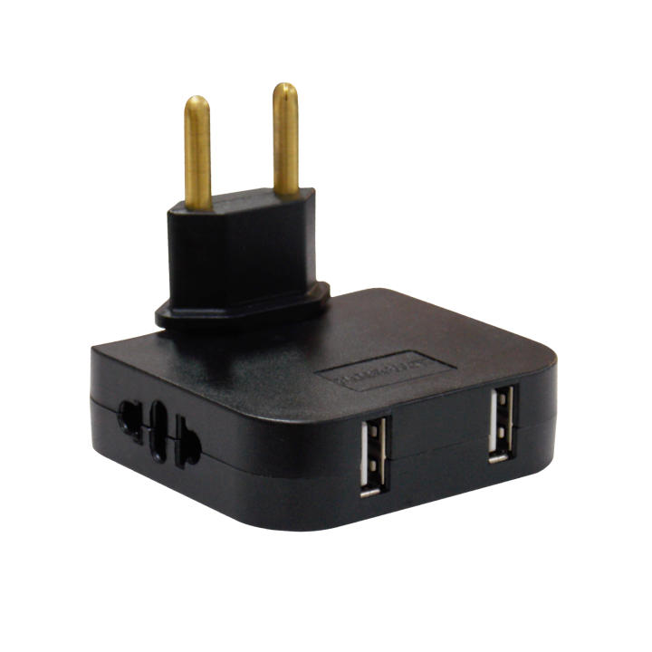 LED ATOMANT Ladrón Enchufe Ultra Plano, 4 en 1: 2X Puertos USB y 2X enchufes (Adaptador Europeo y Americano), Cabezal Giratorio 180 Grados, Compacto, Ideal para Viajes, Uso Interior, Compatible con Móviles, Tablets, Diseño Portátil