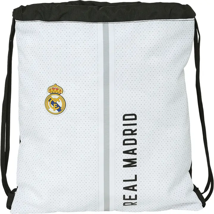 Safta - Mochila Cuerdas Real Madrid 1ª Equipación Año 24/25 - Mochila Cuerdas Amplio Espacio, Licencia Oficial Real Madrid - 1