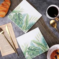 Napkins Coloridos Con Estampado De Plantas Verdes Papel De Toalla De Madera Pura 2 Capas Tamaño 33x33cm Para Té De Tarde - details 1
