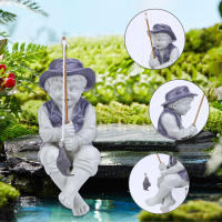 Estatua De Jardín Chico Pesca Resina Jardín Ornaments Divertido Escultura De Césped Decoración De Hogar 15*10cm - details 2
