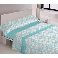 Mercatienda.es Sábanas cama 150cm  verano-Suaves y Económicas de Microfibra Anti-perli - Pionias Turquesa. - details 0