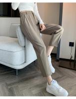 Pantalones De Trabajo Mujer Estilo Casual Cintura Alta Botones Talla Grande Color Caqui Largo Hasta El Tobillo Trasero Ancho - details 8