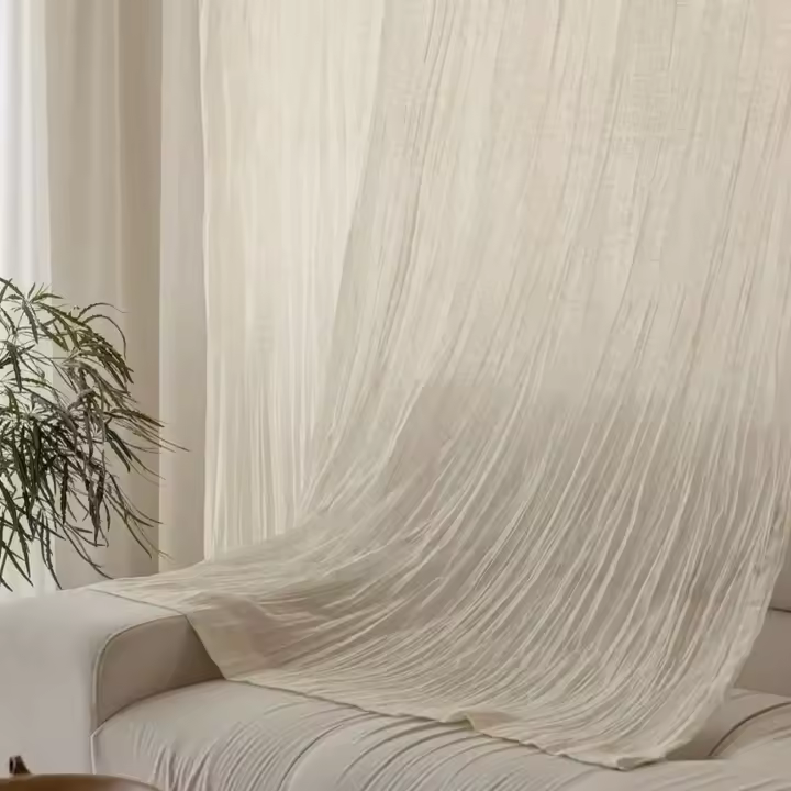 Cortinas De Lino Japonés Grueso Para Dormitorios Y Salones Translúcidas Semi-Oscurecedoras Para Instalación Lateral - 1