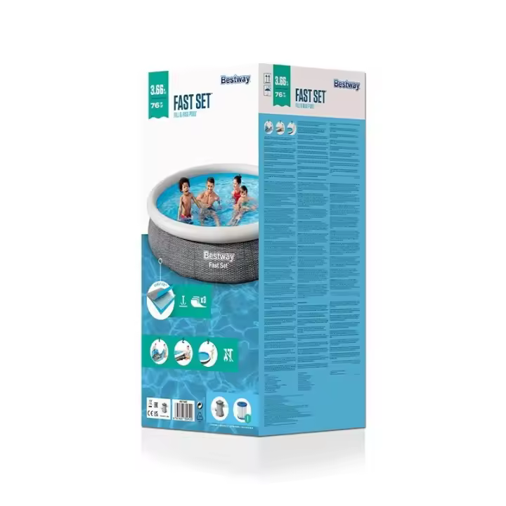 Bestway Piscina Hinchable Adulto Aro Ratan con Depurador 366x76 cm Jardin 57445 - 1