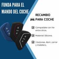 Banner - Funda silicona mando llave del coche 3 botones compatible con VW Golf azul
