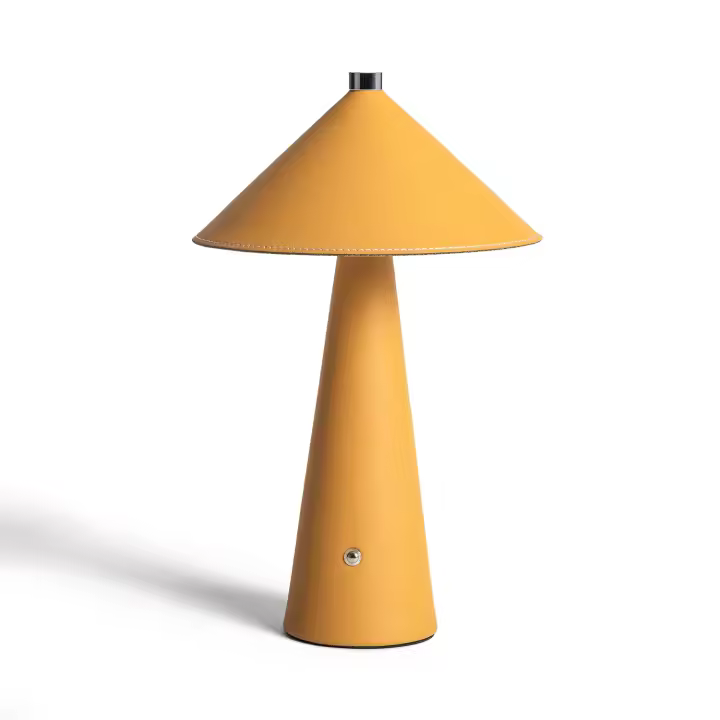 Ledkia Lámpara de Mesa LED Portátil Cuero y Metal con Batería USB Recargable Tyu Nhalma Amarillo - 1