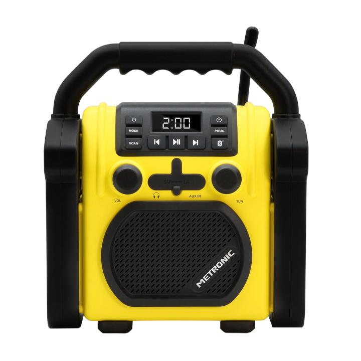 Metronic Radio altavoz Bluetooth de obra FM 30W 477217 amarillo y negro