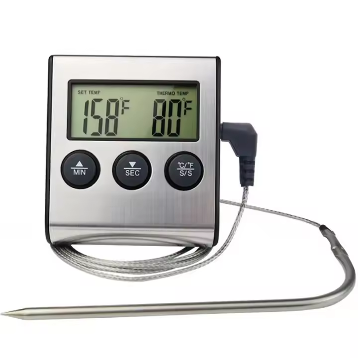 Termómetro Digital Para Cocina Con Función Timer Para Carne Y Alimentos Para Horno BBQ Asador Medidor De Temperatura Con Proba - 1