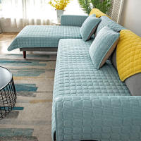Cubierta De Sofá Universal De Peluche Gruesa Antideslizante Para Sala De Estar Decorativa Tela De Silla De Piso De Poliéster 100% Estilo Sólido - details 18