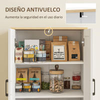 HOMCOM Alacena de Cocina Aparador de Cocina Mueble Auxiliar de Cocina con Estantes Ajustables Puertas de Ratán y Sistema Anti-vuelco 60x30x170 cm Blanco - details 5
