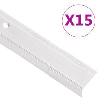 vidaXL Perfiles de peldaños forma de L 15 uds aluminio plata 90 cm en color Plateado/Marrón/champán - details 0