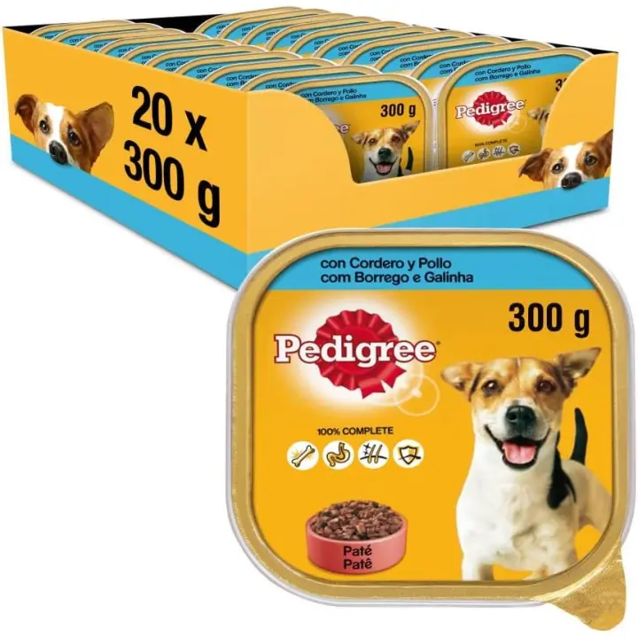 Pedigree Comida Húmeda para Perros, Sabor Cordero y Pollo en Paté (Pack de 20 Tarrinas x 300g) - 1