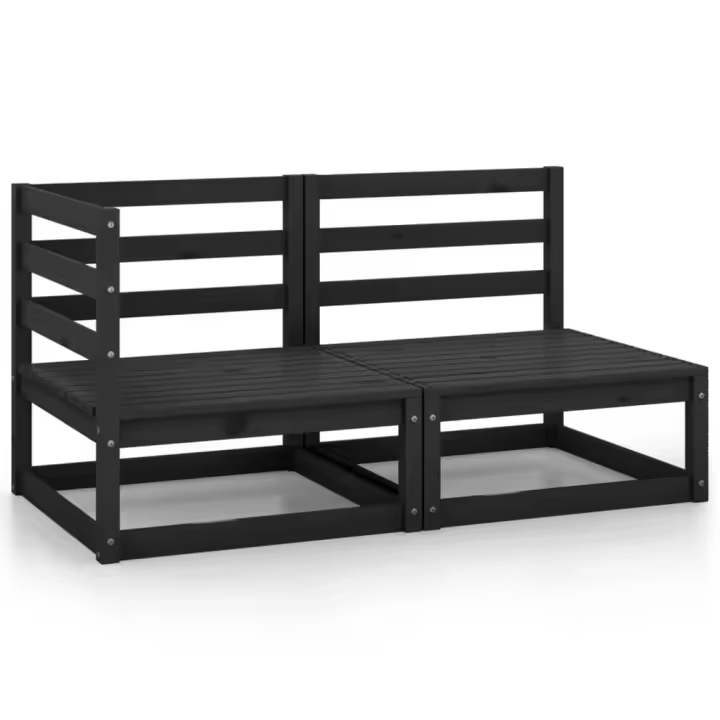 vidaXL Juego de muebles de jardín 2 piezas madera maciza de pino en color Gris/Marrón miel/Negro | almacenamiento funcional diseño moderno para baño dormitorio sala - 1