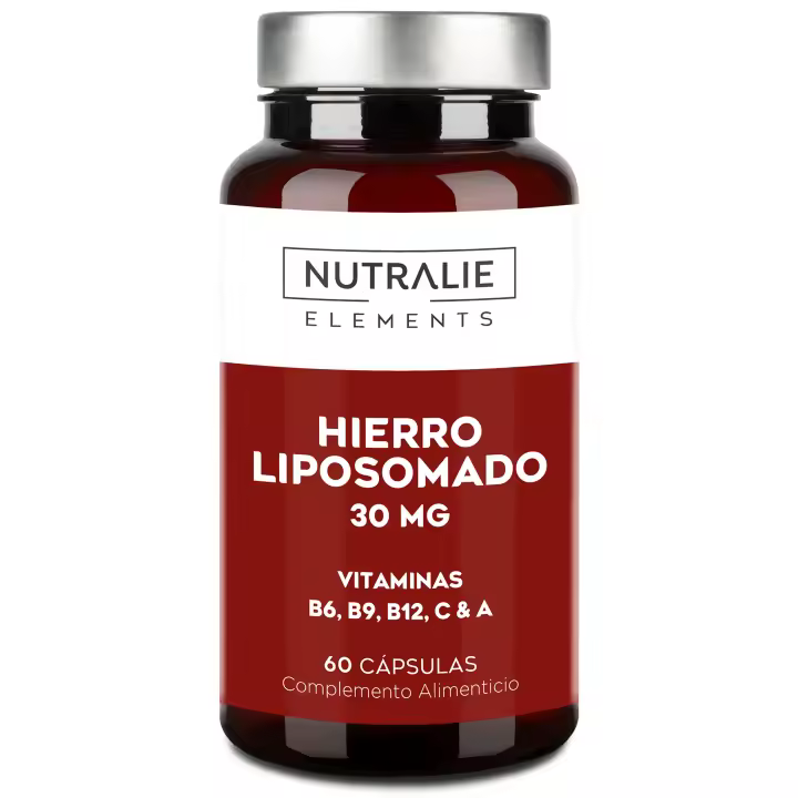 Hierro Liposomado Suplemento 30mg - Máxima absorción - Vitaminas C A B6 B12 + Ácido Fólico - Cansancio y Fatiga - Liposomal Hierro Suplemento Iron - 60 Cápsulas Nutralie - 1