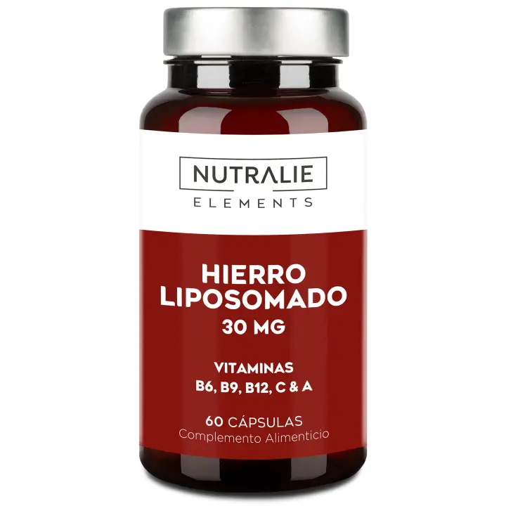 Hierro Liposomado Suplemento 30mg - Máxima absorción - Vitaminas C A B6 B12 + Ácido Fólico - Cansancio y Fatiga - Liposomal Hierro Suplemento Iron - 60 Cápsulas Nutralie - 1