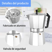 DESEOS Cafetera aluminio moka Family | Apto para cocina vitrocerámica y gas | No apto para inducción | 1, 2, 3, 6, 9, 12 tazas | Prepara café fácilmente - details 1
