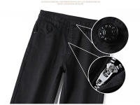 Jeans Negros Puros Para Hombre Estilo Coreano Moda Recta Cómodos Y Elásticos Clásicos De Negocios Talla Media Longitud Completa - details 8