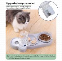 Cuenco de gato doble levantado, 15 ° inclinación anti-vómitos cuenco de gato 3 en 1 automático de almacenamiento de agua para mascotas, disponible para gatos y cachorros (gris) - details 3