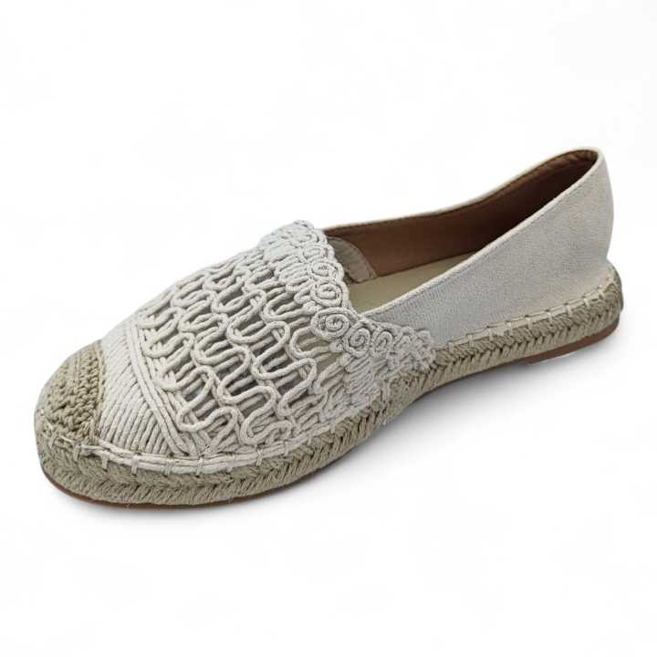 Espadrilles for women with macramé design, espadrille style with braided jute sole, flat shoes