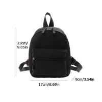 Mochila Mini Para Mujer De Nylon Blanco Estilo Casual Con Bolsillo Exterior Cierre De Cremallera Adecuada Para Escuela Y Viajes - details 1