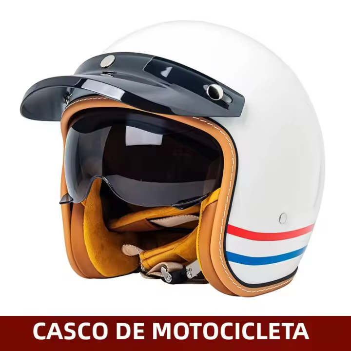 Casco De Motocicleta Retro Semi-abreojas Accesorios Para Motocicleta Casco De Invierno Estilo Retro Material ABS Unisex - 1