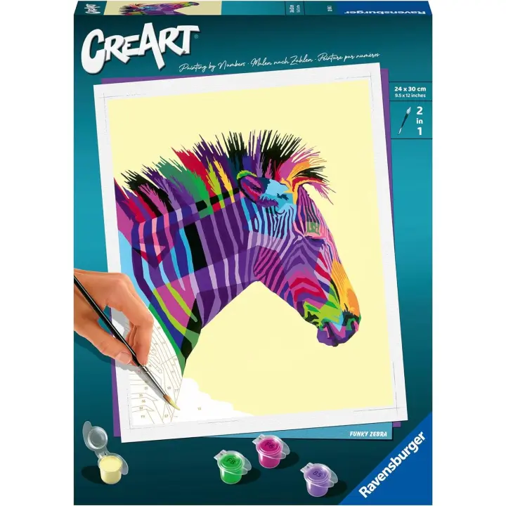 Creart Cebra - Kit Pintar por Números - Ravensburger - Actividad Relajante - Adultos 14+ - 1