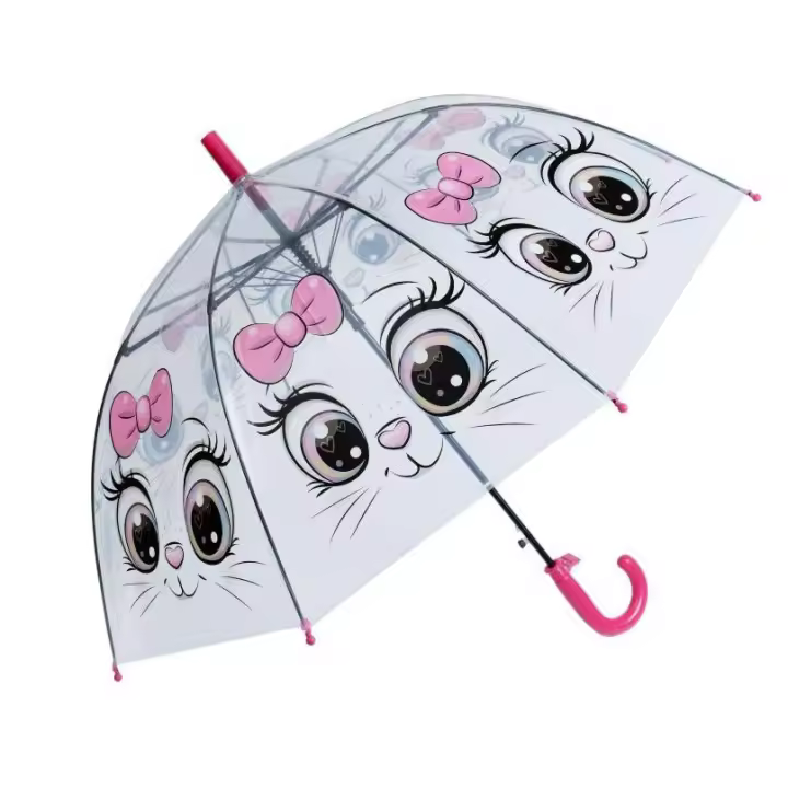 J.S ONDO Paraguas Transparente Bastón Plegable, 50cm Cerrado de NIÑO O NIÑA, Automático, 8 Varillas Resistente Al Viento,DIBUJO ANIMADO - 1