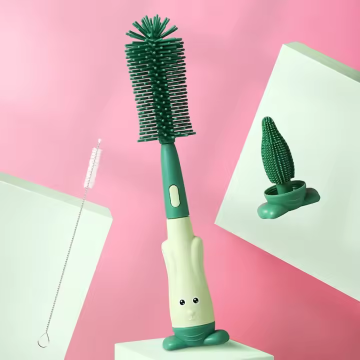Set De Limpieza Para Botella Y Chupete De Silicona Con Cepillo De Vaso Herramienta De Limpieza Para Bebé Cabeza Suave De Grado Alimenticio - 1