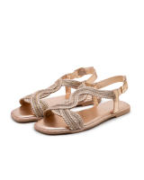 Sandalias Mujer Planas con tira trenzada piedras - details 4